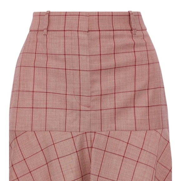 CALVIN KLEIN 205W39NYC Fluted Prince of Wales Red Plaid Mini Skirt It 44 - Picture 6 of 16